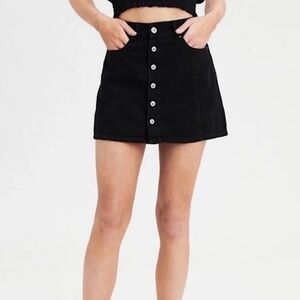 American Eagle Black Denim Button Up Skirt